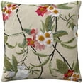 thumbnail image 1 of Mina Victory Embroidered Floral Linen Indoor Throw Pillow Cover Only Multicolor 18" x 18", 1 of 5