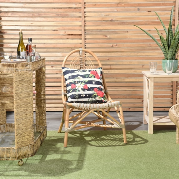 Mina Victory Fabric Indoor/Outdoor Zebra & Rose Throw Pillow in Multi-Color