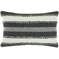 thumbnail image 1 of Mina Victory Fabric Woven Stripes & Dots Outdoor Throw Pillow in Black/Ivory, 1 of 5