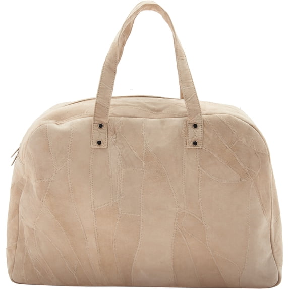 Mina Victory Handbags & Crossbody Leather Weekender 19" x 6" x 14" Beige