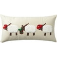 thumbnail image 1 of Mina Victory Holiday Pillows Applique Sheep Beige 12" x 24" Throw Pillow, 1 of 4