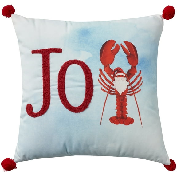 Mina Victory Holiday Pillows Joy Lobster Snta Hat Multicolor 18" x 18" Area Rug, (18x18)