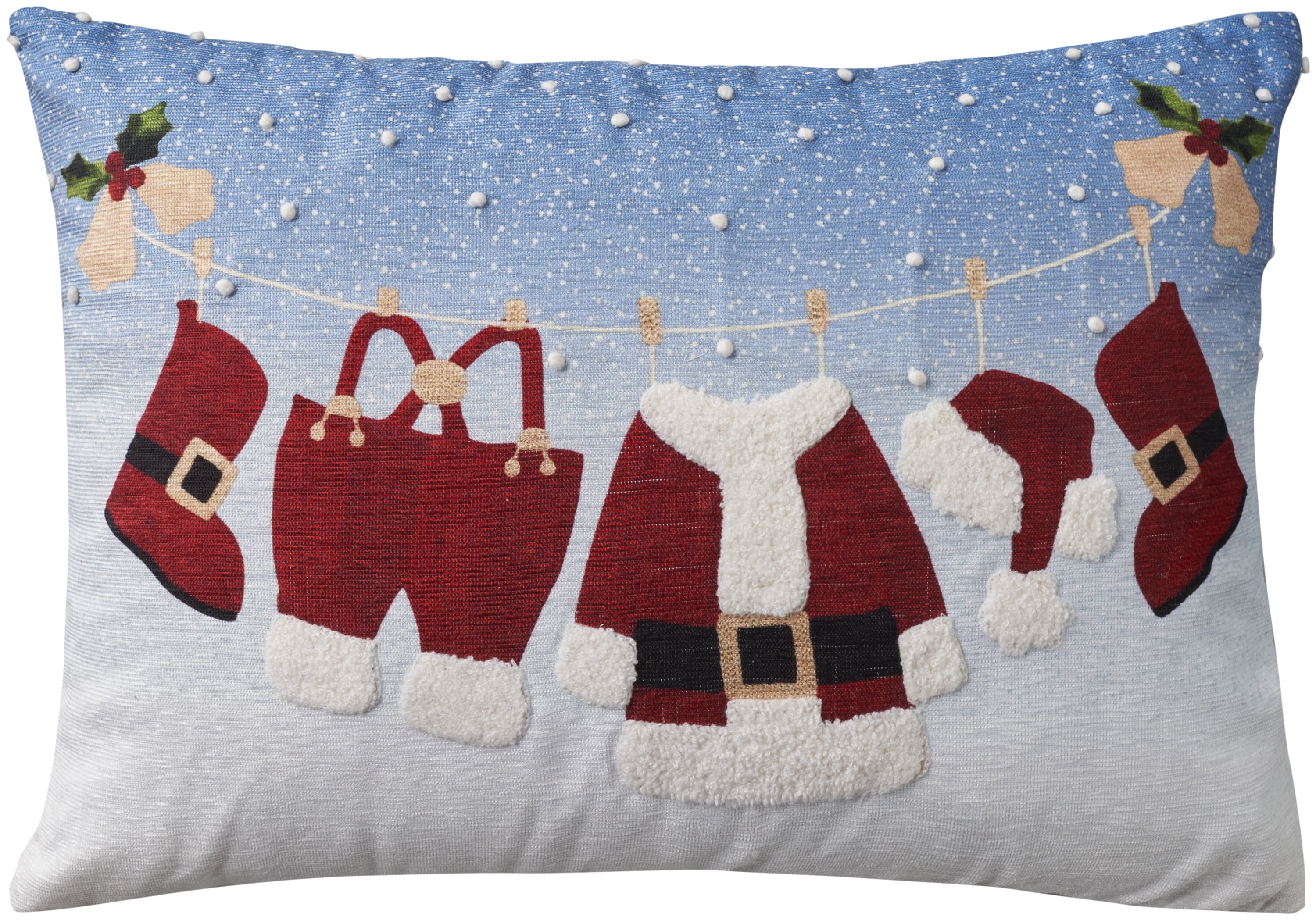 Multicolor Embroidered Cotton Holiday Throw Pillow