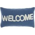 thumbnail image 1 of Mina Victory Life Styles 12x21" Cotton Tufted Welcome Throw Pillow in Blue, 1 of 4