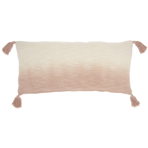 Mina Victory Life Styles 14x30" Cotton Ombre Tassels Throw Pillow in Blush Pink