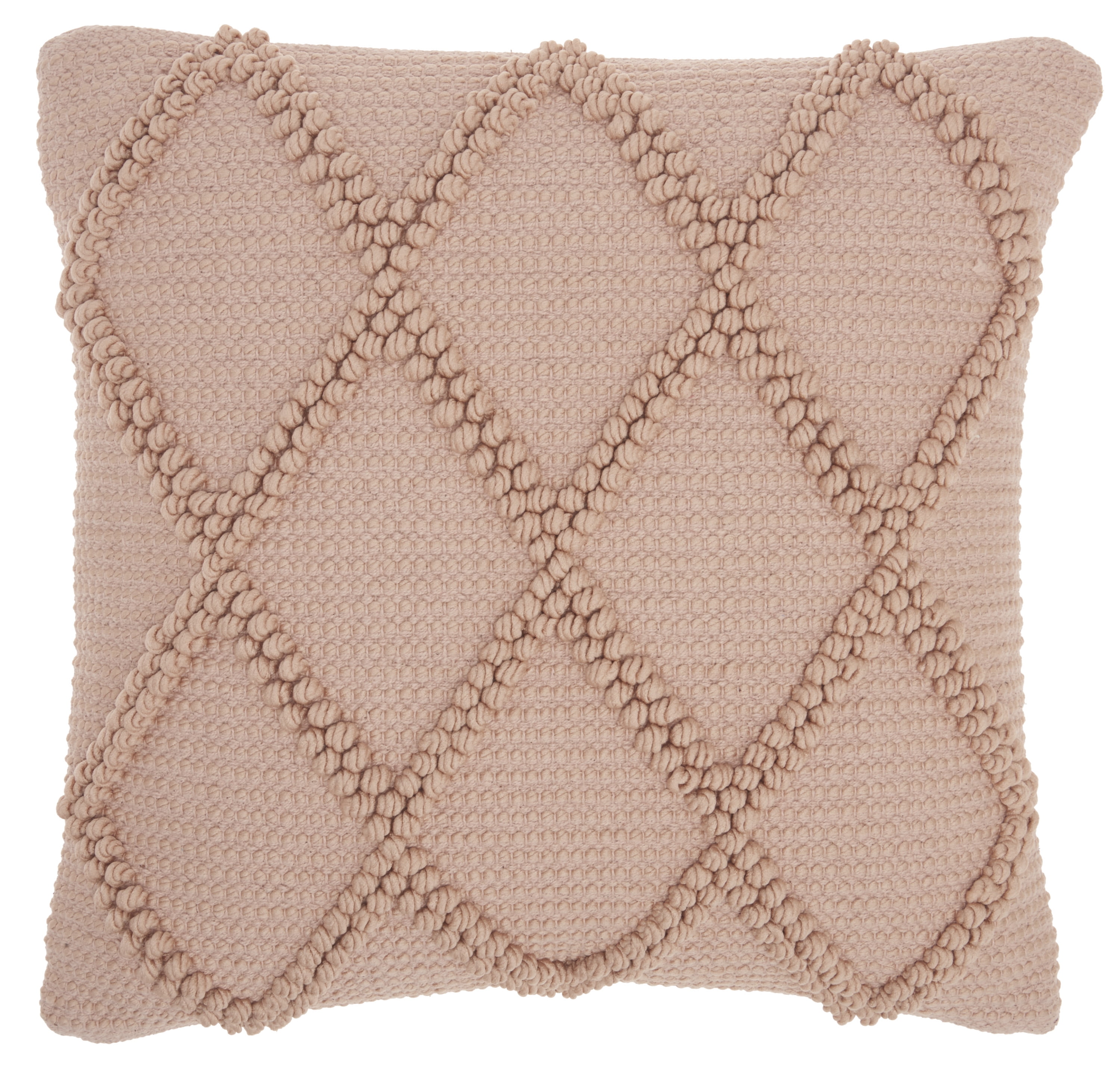 Blush Pink Diamond Lattice Cotton Polyester Throw Pillow 18" x 18"