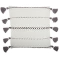 thumbnail image 1 of Mina Victory Life Styles Cotton Braided Stripes Tassels Throw Pillow in Gray, 1 of 5
