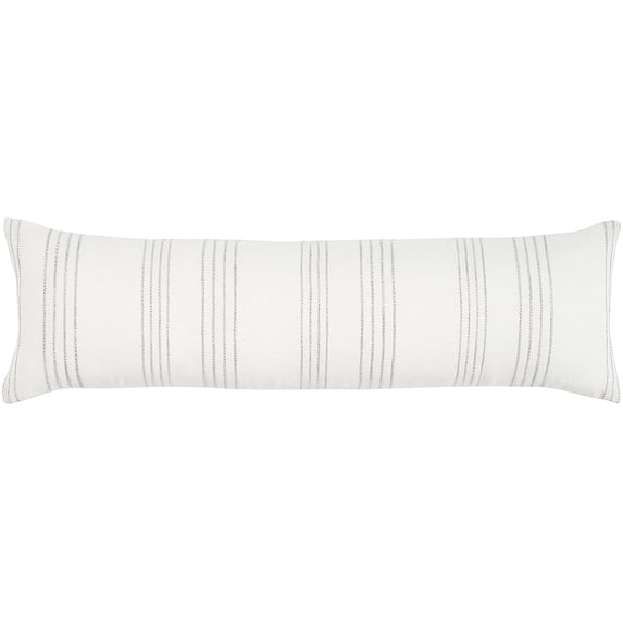 Mina Victory Life Styles Cotton Linen Stripes 12" x 40" White/Grey Throw Pillow