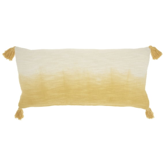 Mina Victory Life Styles Cotton Ombre Tassels Throw Pillow in Mustard Yellow
