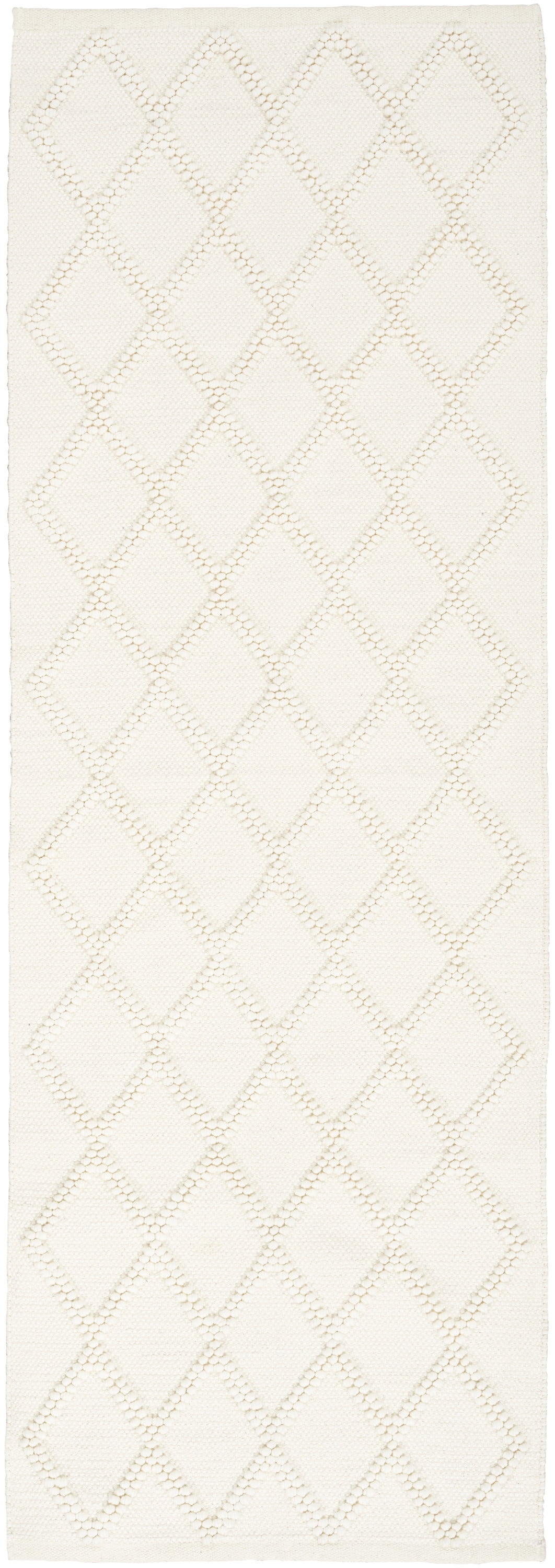 Ivory Diamond Lattice Jute Runner Rug 2' x 6'