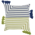 thumbnail image 1 of Mina Victory Life Styles Geometric Lines 18"X18" Lime Blue Indoor Throw Pillow, 1 of 6