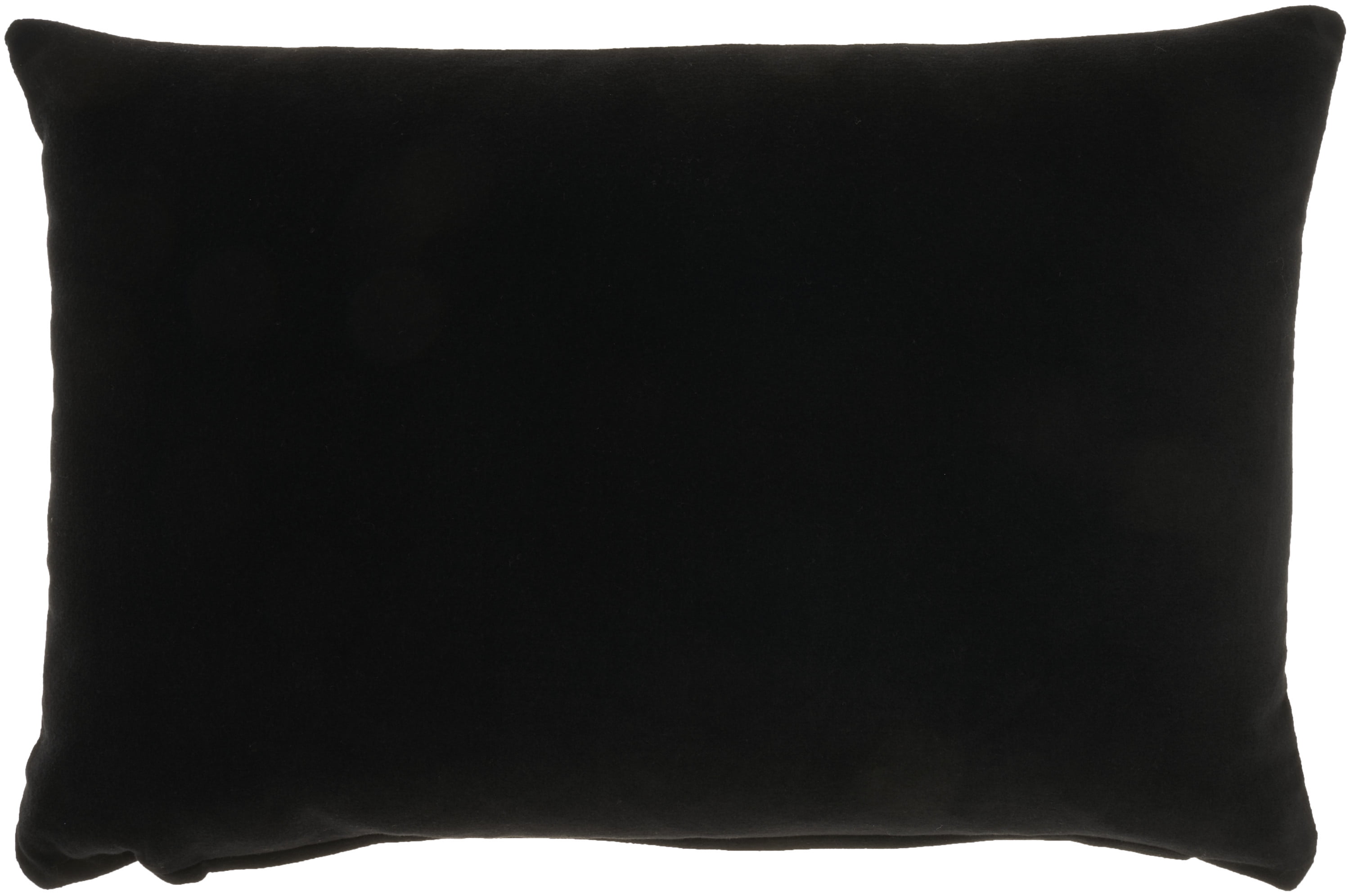 Solid Black Velvet Rectangular Throw Pillow 14" x 20"
