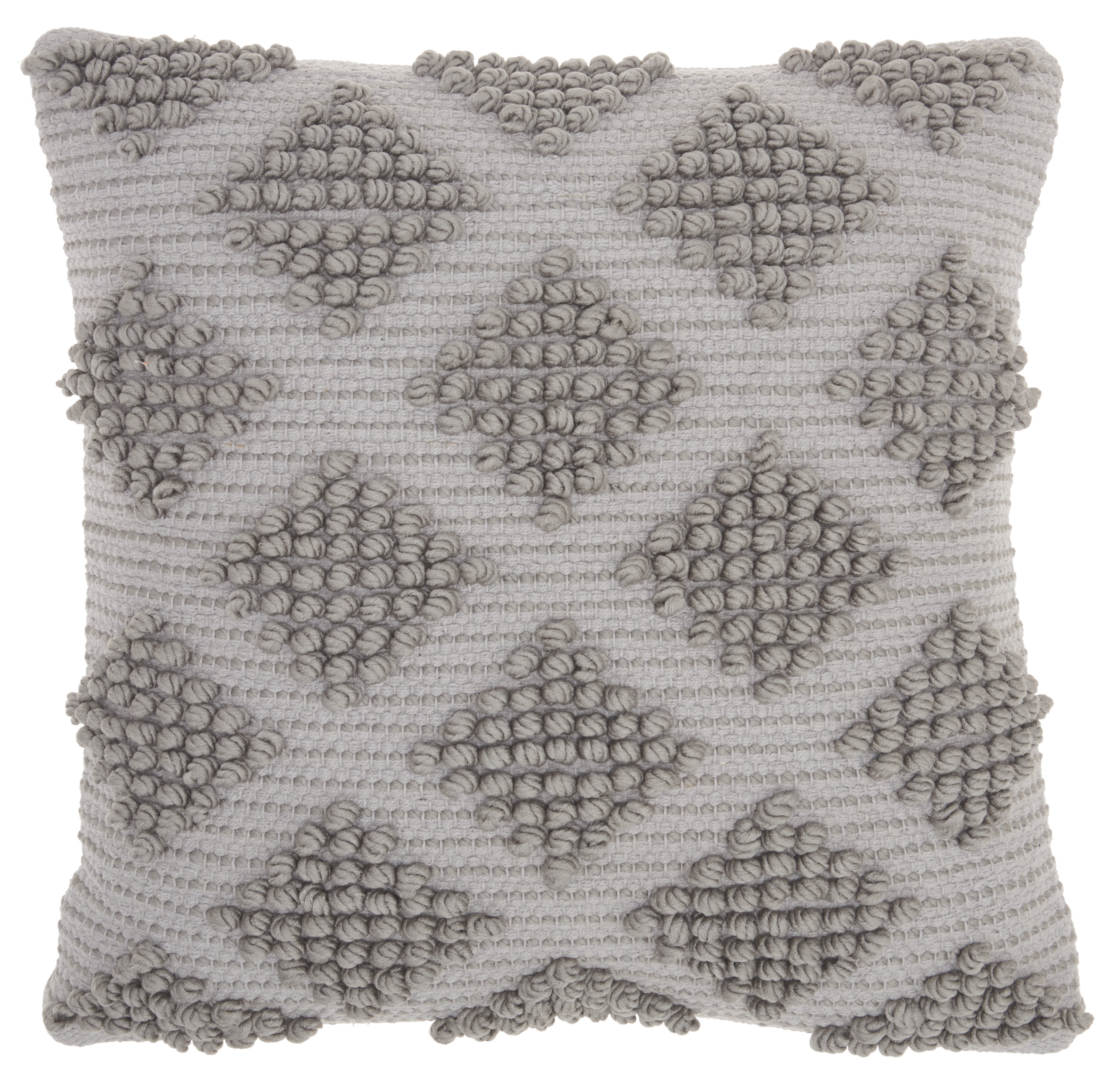 18" Light Gray Cotton Woven Diamond Square Throw Pillow