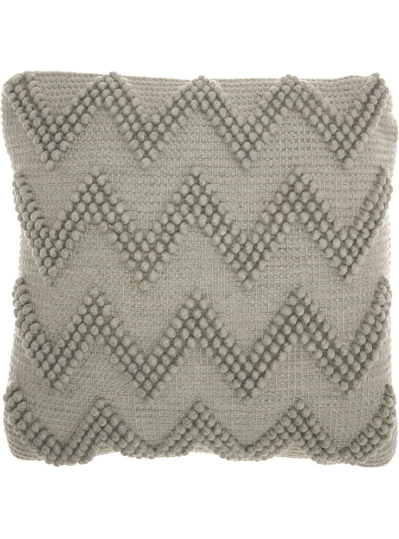 Mina Victory Life Styles Square Wool Large Chevron Throw Pillow in Light Gray