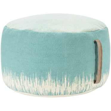 Mina Victory Life Styles Stonewash Drum Pouf 20" x 20" x 12" Turquoise Poufs