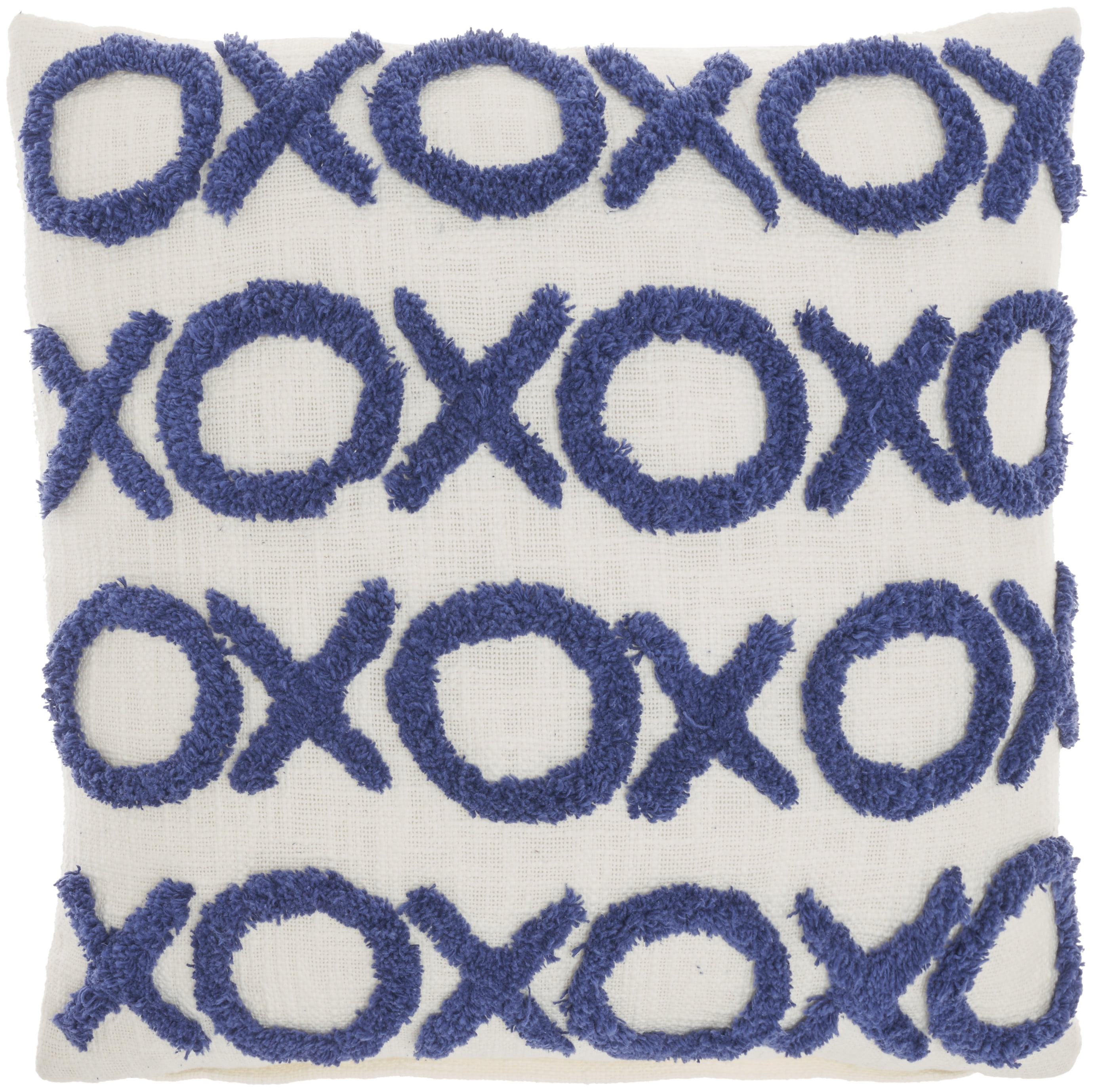 18"x18" Casual Tufted 'XOXO' Blue Ink Square Throw Pillow