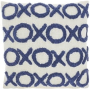 Mina Victory Life Styles Tufted Lines 18" x 18" Blue Ink Throw Pillow