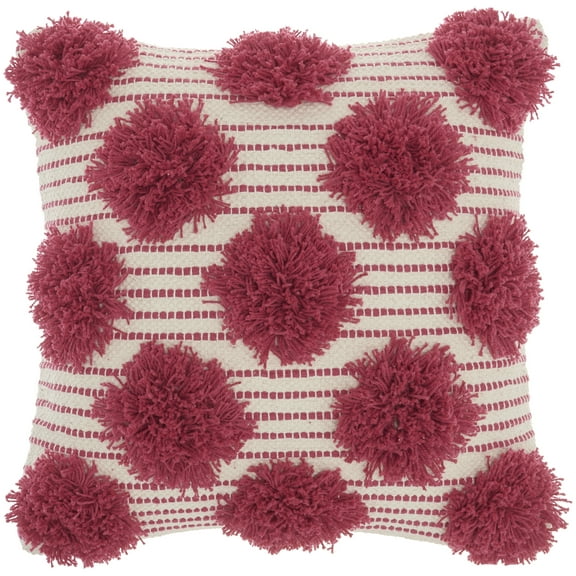 Mina Victory Life Styles Tufted Pom Poms 18"X18" Hot Pink Indoor Throw Pillow