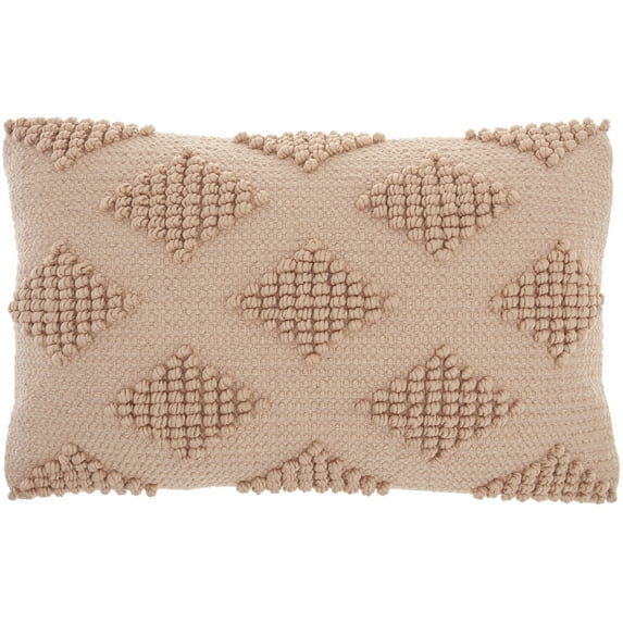 Mina Victory Life Styles Woven Diamonds 12"X20" Blush Indoor Throw Pillow
