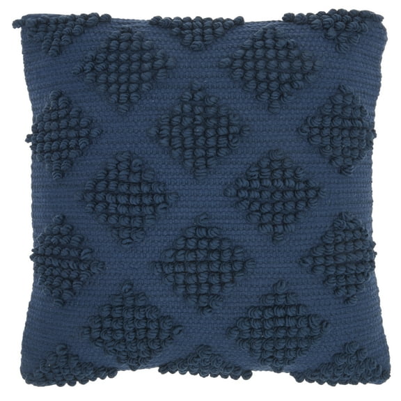 Mina Victory Life Styles Woven Diamonds Farmhouse Cotton Throw Pillow in Navy