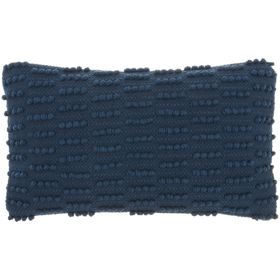 Mina Victory Life Styles Woven Dot Stripes 12"X20" Navy Indoor Throw Pillow
