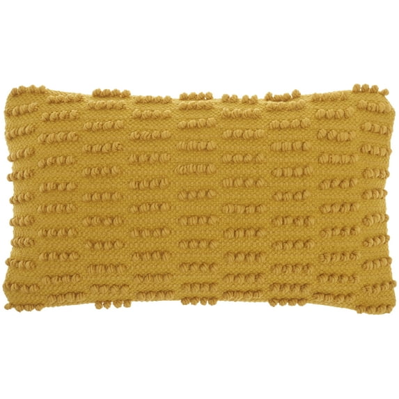 Mina Victory Life Styles Woven Dot Stripes 12"X20" Yellow Indoor Throw Pillow