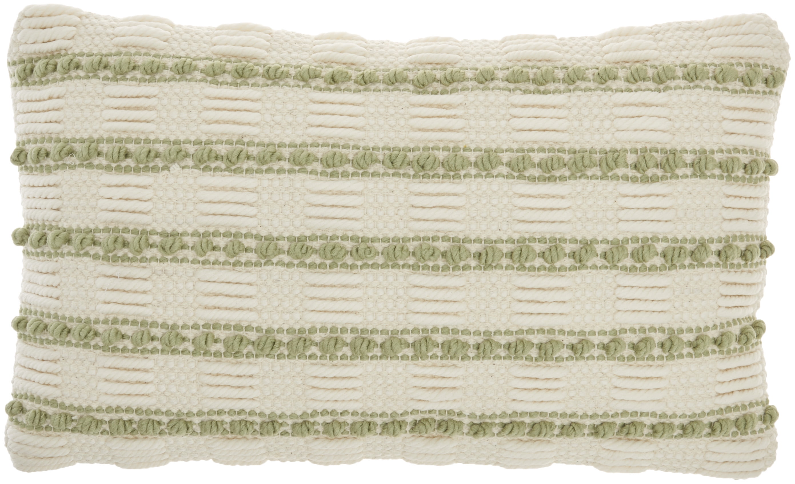 Sage and Ivory Rectangular Embroidered Throw Pillow
