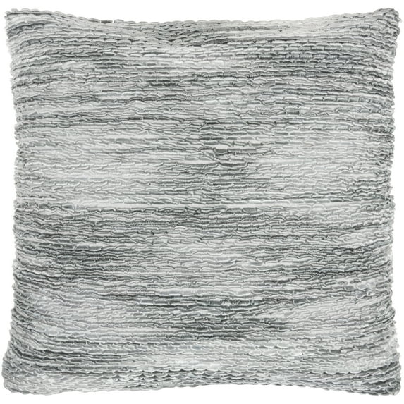 Mina Victory Life Styles Woven Ribbon Loops Polyester Throw Pillow - Gray