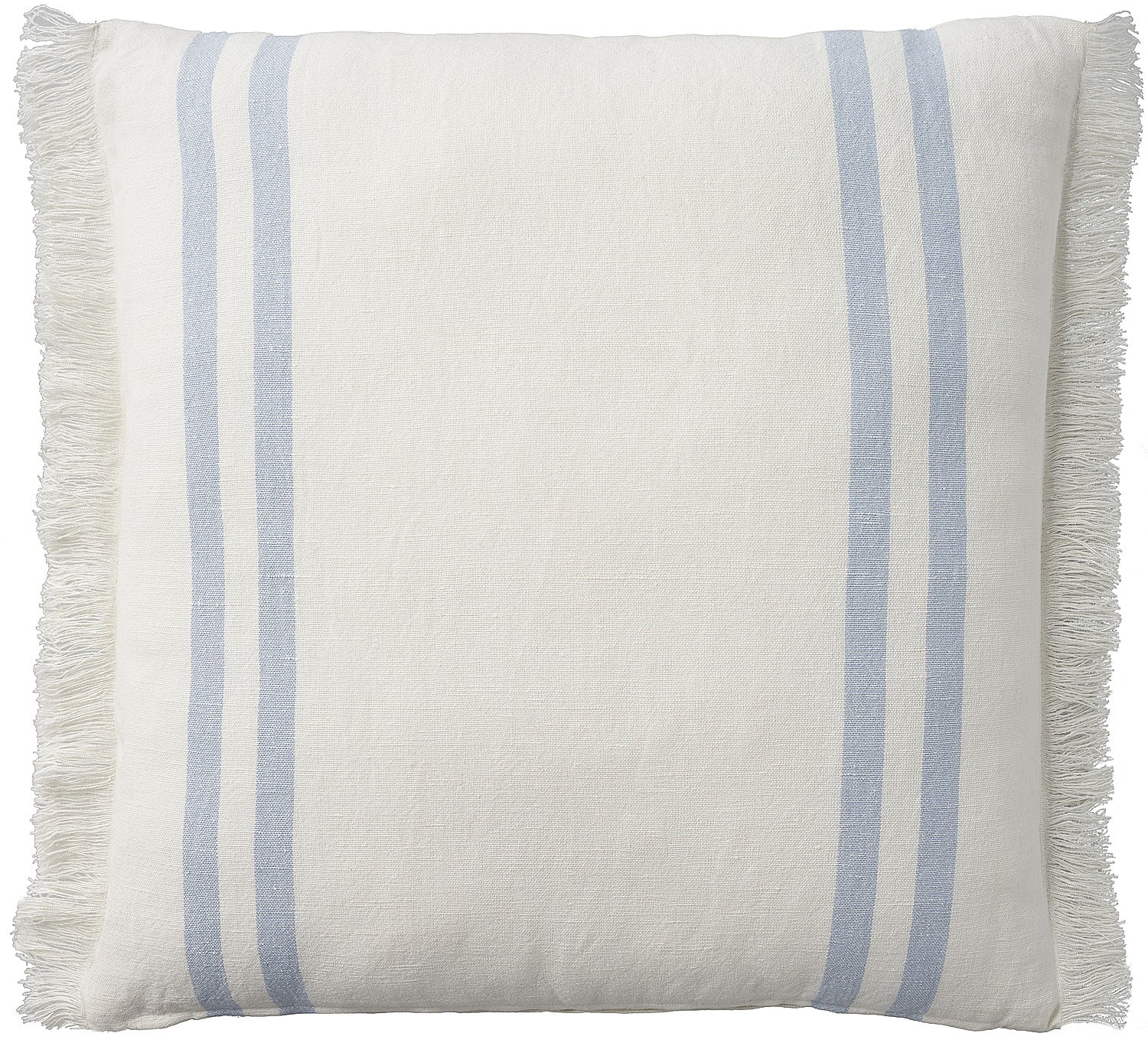 Ocean Blue Cotton Linen Striped 20" Square Throw Pillow