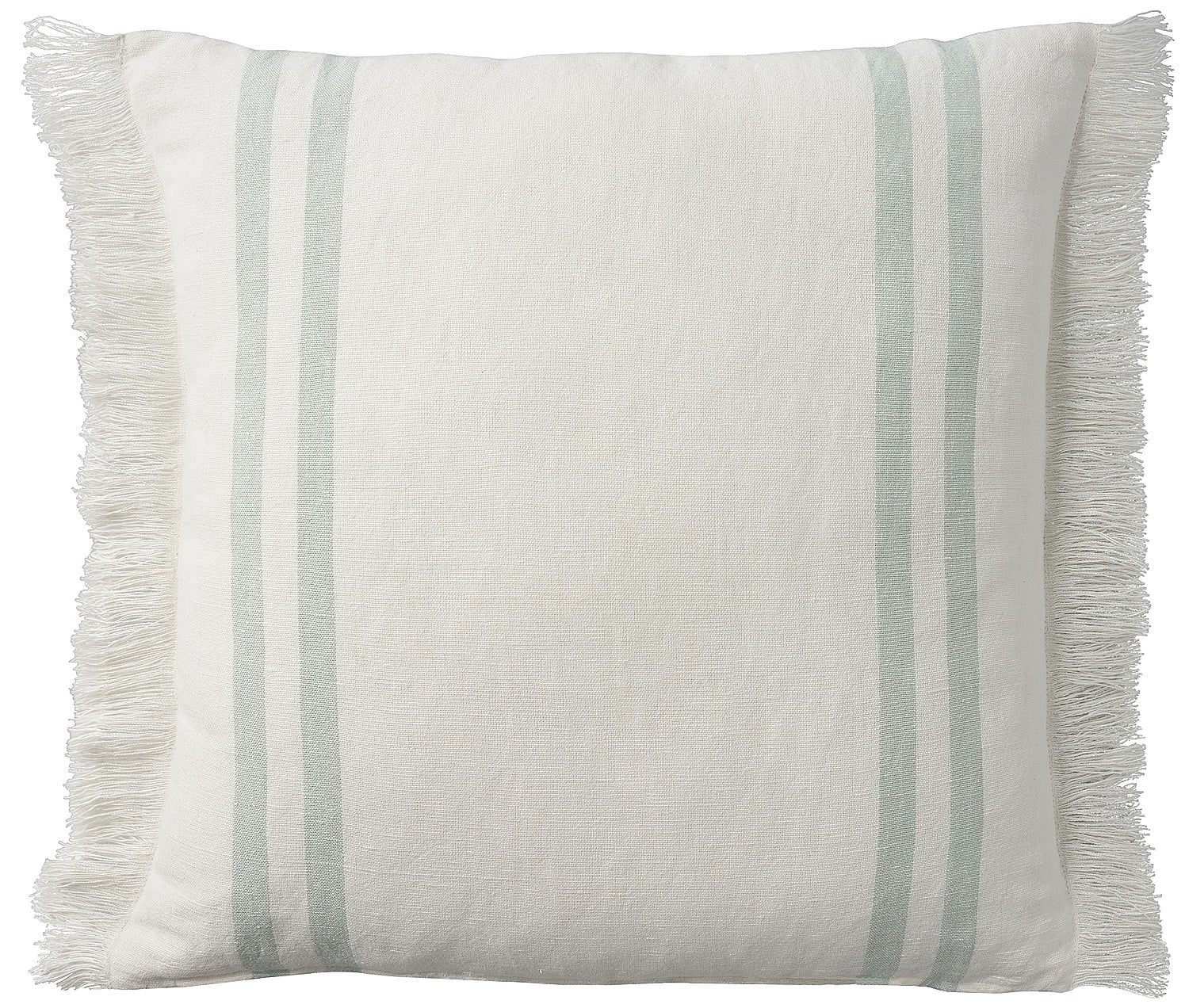Sage Striped Cotton Linen 20" Square Throw Pillow