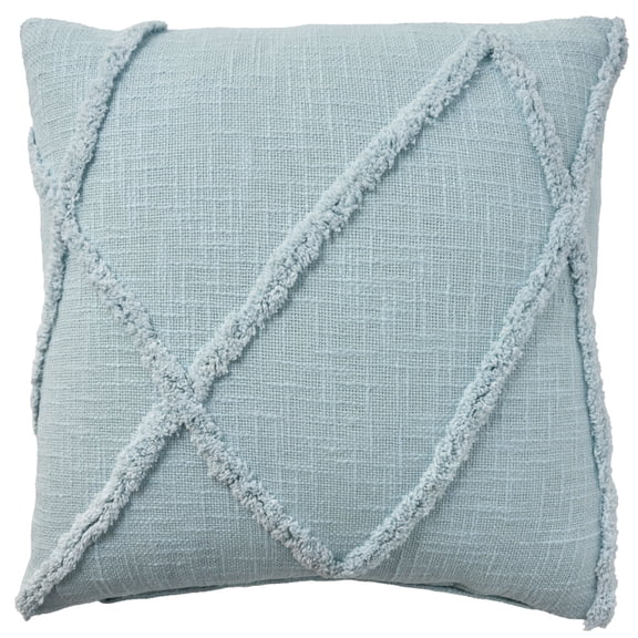 Mina Victory Lifestyle Distressed Diamond 18" x 18" Light Blue Indoor Throw Pillow