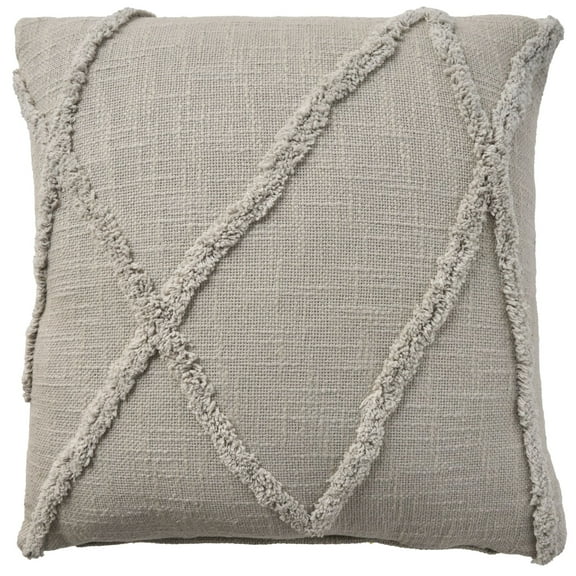Mina Victory Lifestyle Distressed Diamond 18" x 18" Light Grey Indoor Throw Pillow