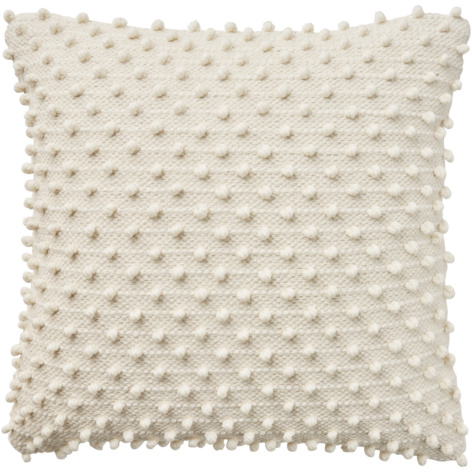 Ivory Embroidered Square Cotton-Polyester Throw Pillow 18"