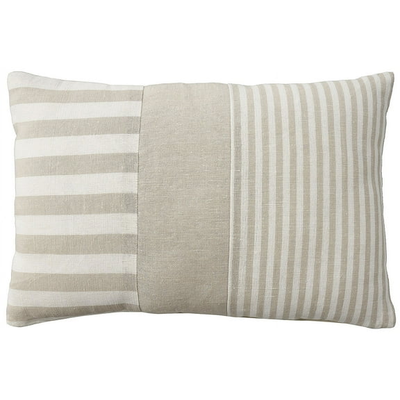 Mina Victory Lifestyle Stonewash Stripes Indoor Throw Pillow Beige 14" x 20"