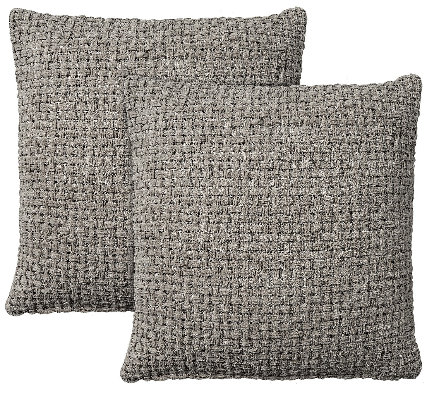 Mina Victory Woven Chenille 18" x 18" Gray Throw Pillow Set