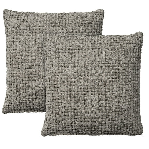 Mina Victory Lifestyle Woven Chenille 18" x 18" Set of 2 Indoor Throw Pillow Grey