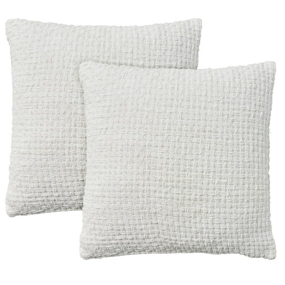 Mina Victory Lifestyle Woven Chenille 18" x 18" Set of 2 Indoor Throw Pillow White