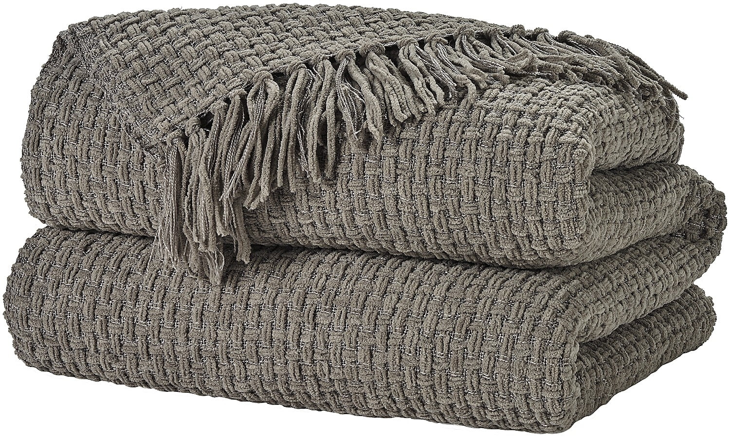 Mina Victory Lifestyle Woven Chenille Oversized Indoor Throw Blanket 70" x 103" Gray
