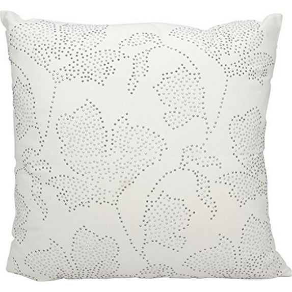 Mina Victory Luminecence Rhinestone Flowers Cream Pillow by Nourison