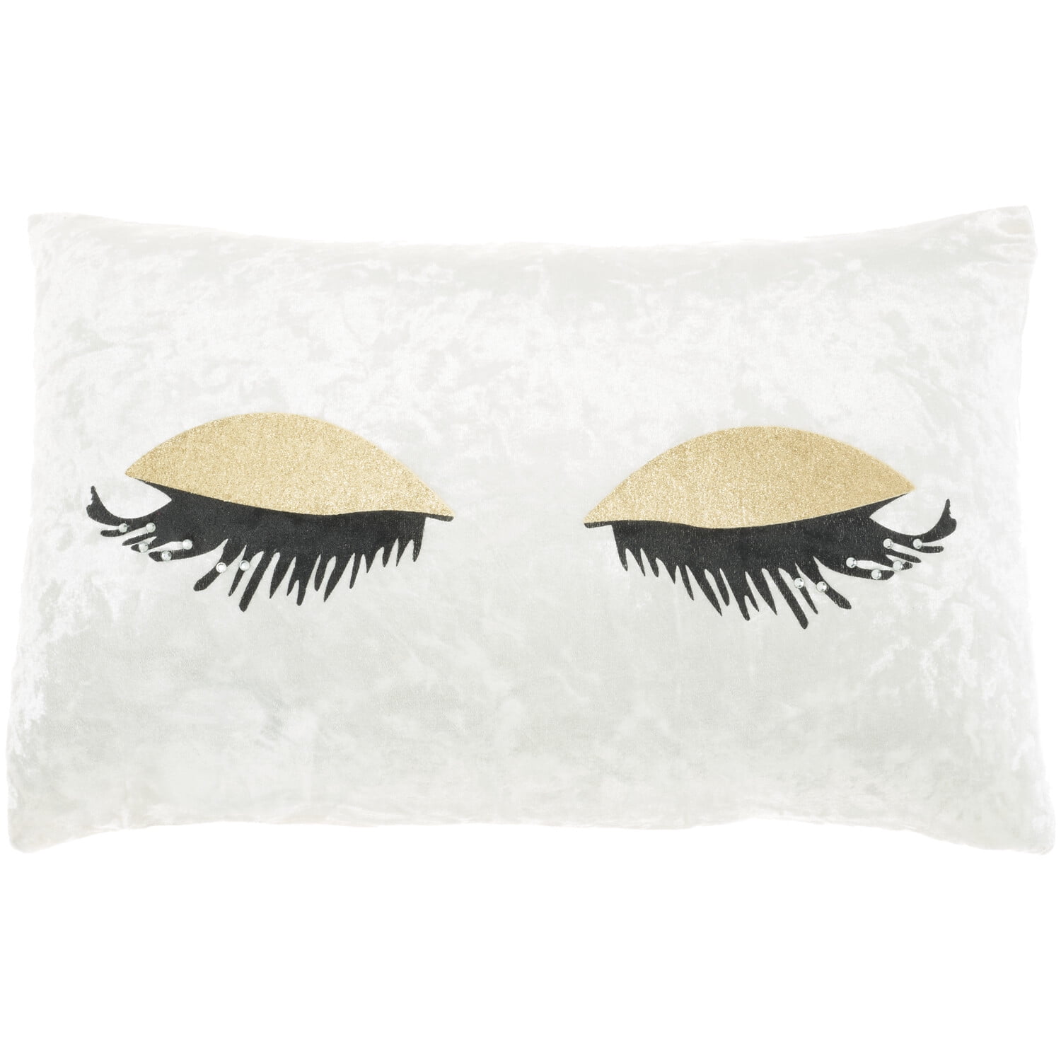 Gold and Black Velvet Lumbar Throw Pillow with Faux Crystal Accents