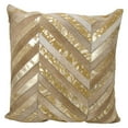 thumbnail image 1 of Natural Leather And Hide Beige Gold Thin Met Chevron Pillow, 1 of 2
