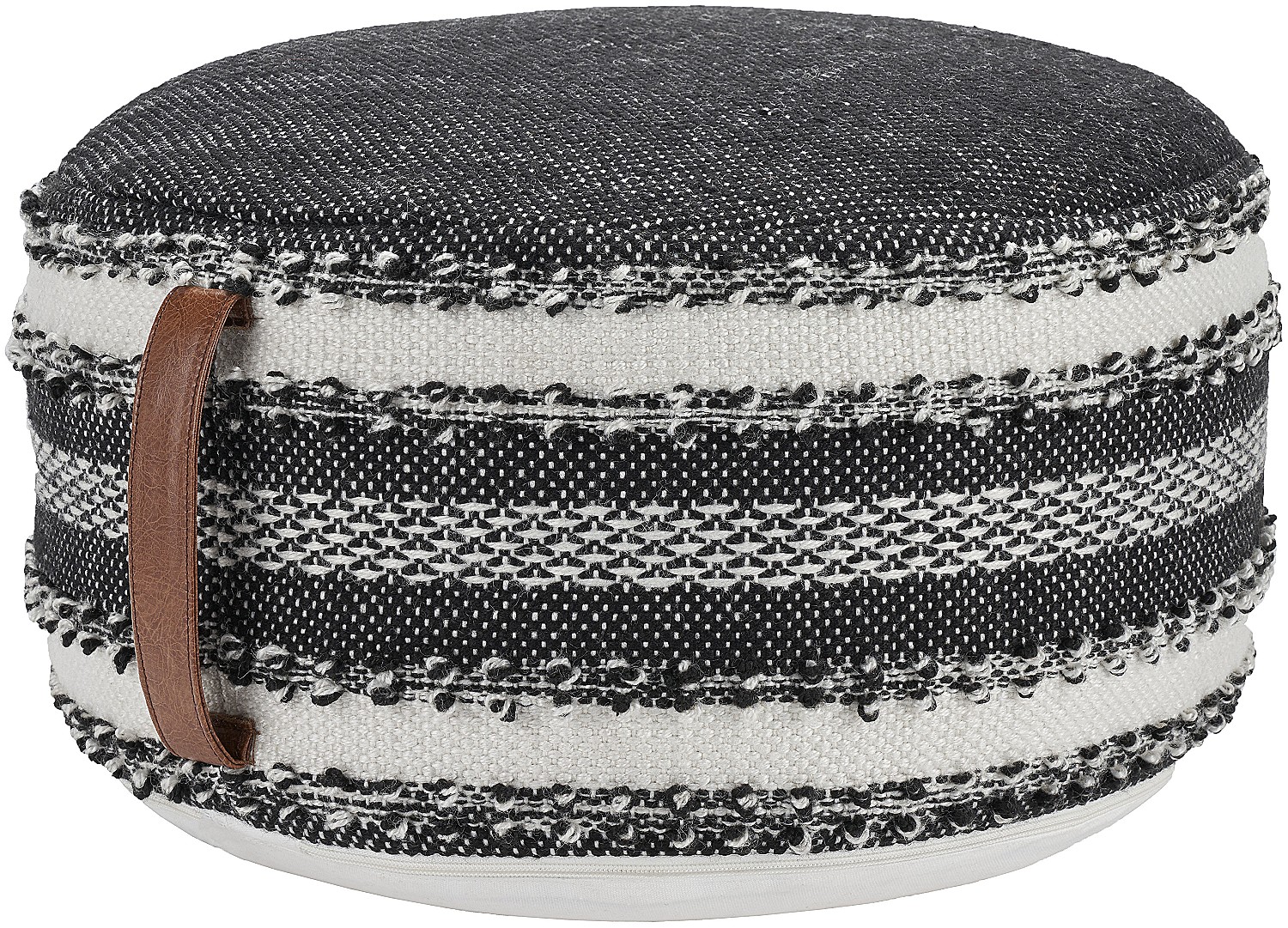 Mina Victory Outdoor Woven Stripes & Dots Black Pouf 20" x 20" x 12" - image 1 of 4