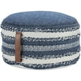 thumbnail image 1 of Mina Victory Outdoor Woven Stripes & Dots Navy Pouf 20" x 20" x 12", 1 of 4