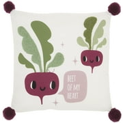 Mina Victory Plush Beet of My Heart Cotton Throw Pillow in Multi-color