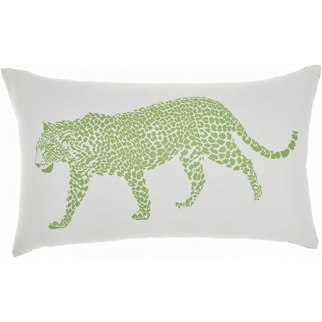 Mina Victory Raised Print Leopard 14" x 23" Green Throw Pillow