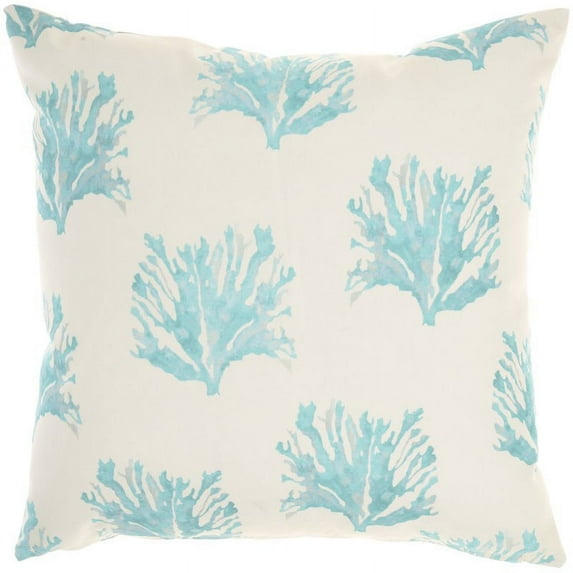 Mina Victory Reversible Coral/Dots Modern Polyester Throw Pillow in Turquoise