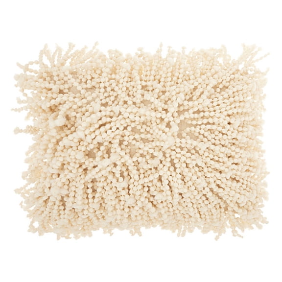 Mina Victory Shag 14x20" Cotton Skinny Fugga Throw Pillow in Ivory