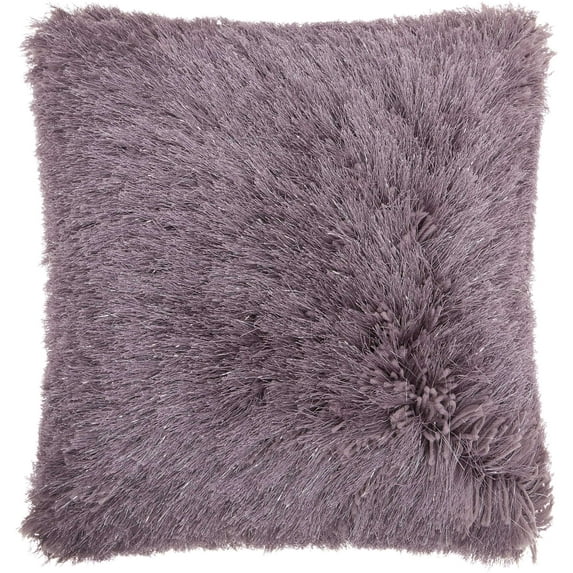 Mina Victory Shag 20" Square Fabric Yarn Shimmer Throw Pillow in Lavender Purple