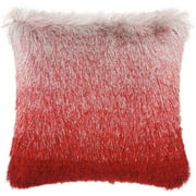 Mina Victory Shag 20" Square Modern Fabric Illusion Throw Pillow in Red/Silver
