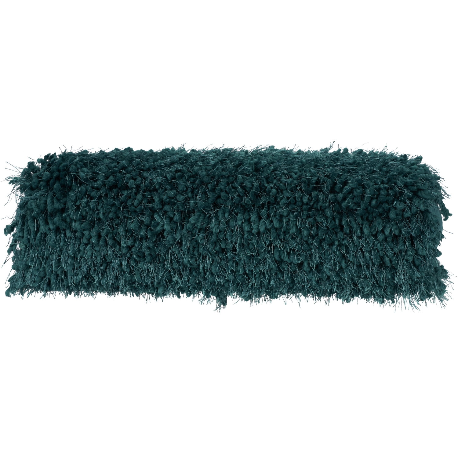 Green Shag Lumbar Throw Pillow with Polyester Fill